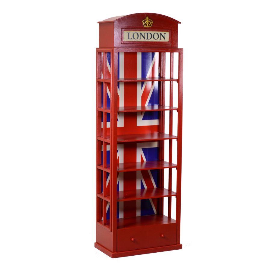 Mobile Libreria Rosso 6 Ripiani 1 Cassetto 48x27x146 cm