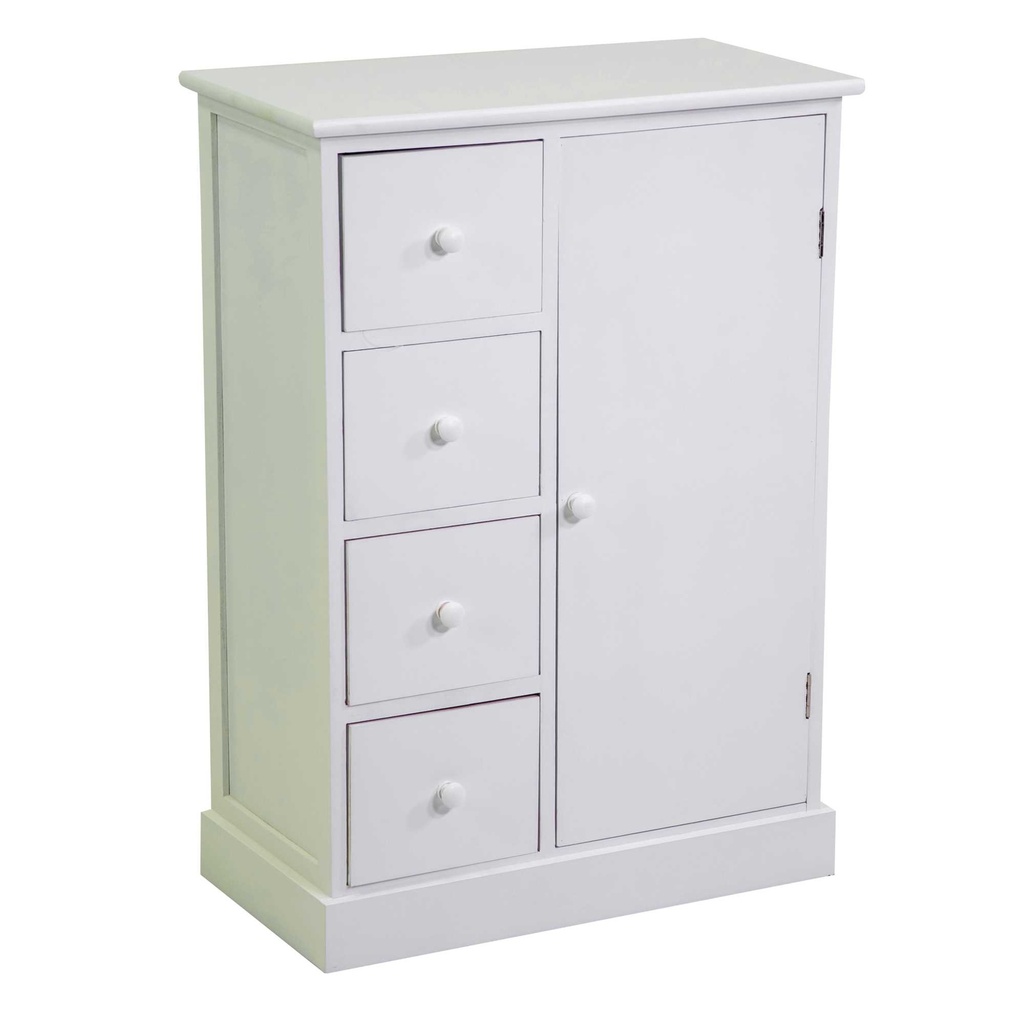 Mobiletto Cassettiera Bianco 1anta + 4 Cassetti 56x30x79 cm