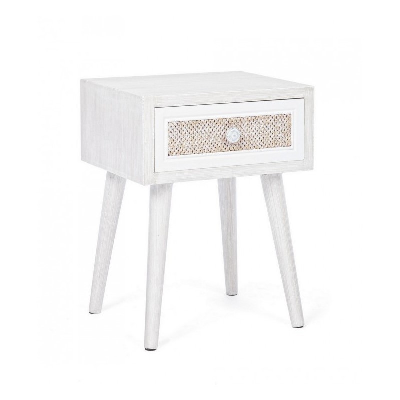 Mobiletto comodino con un cassetto Bianco MONTIEL 35x30x h46,5 cm