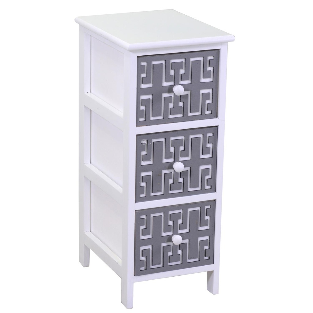 Mobiletto Gianna Cassettiera Bianco Grigio 3 Cassetti 26x32x63 cm