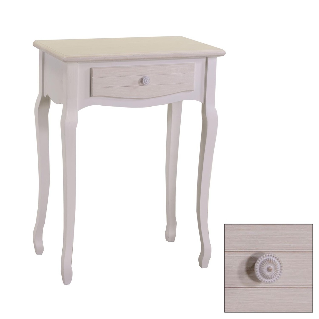 Mobiletto console in legno Nuremberg con 1 cassetto crema 60x34x78 cm