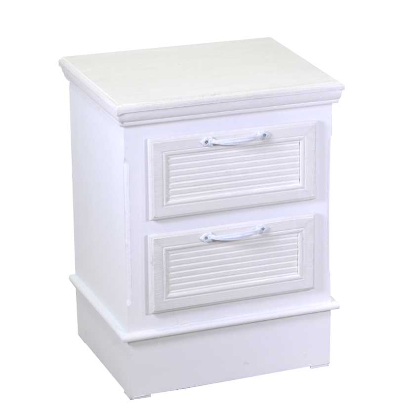 Mobiletto in legno con 2 cassetti bianco, dimensioni cm37x30h49