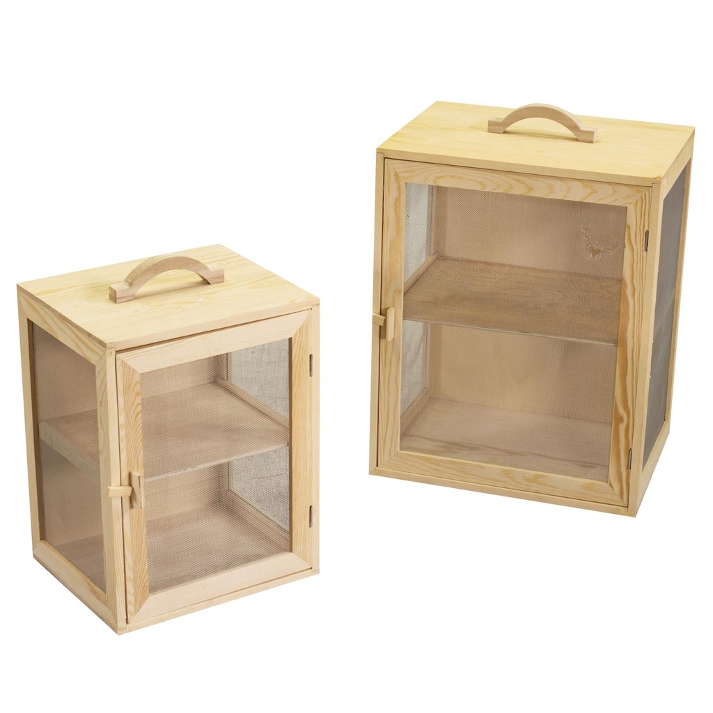 Moscaiola in legno di pino 2 - Set da 2 - Misure: Piccola: 30x25x39 cm, Grande: 50x30x42 cm