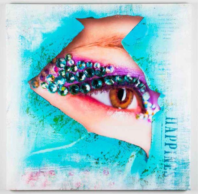 Olio su tela multicolor con telaio in legno, dimensioni 3.5x100x100 cm