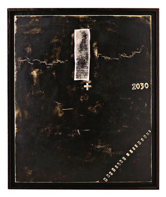 Olio su tela multicolore e telaio in legno, dimensioni 100x120x3 cm