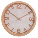 Orologio in plastica effetto legno e tessuto naturale, ø31h4