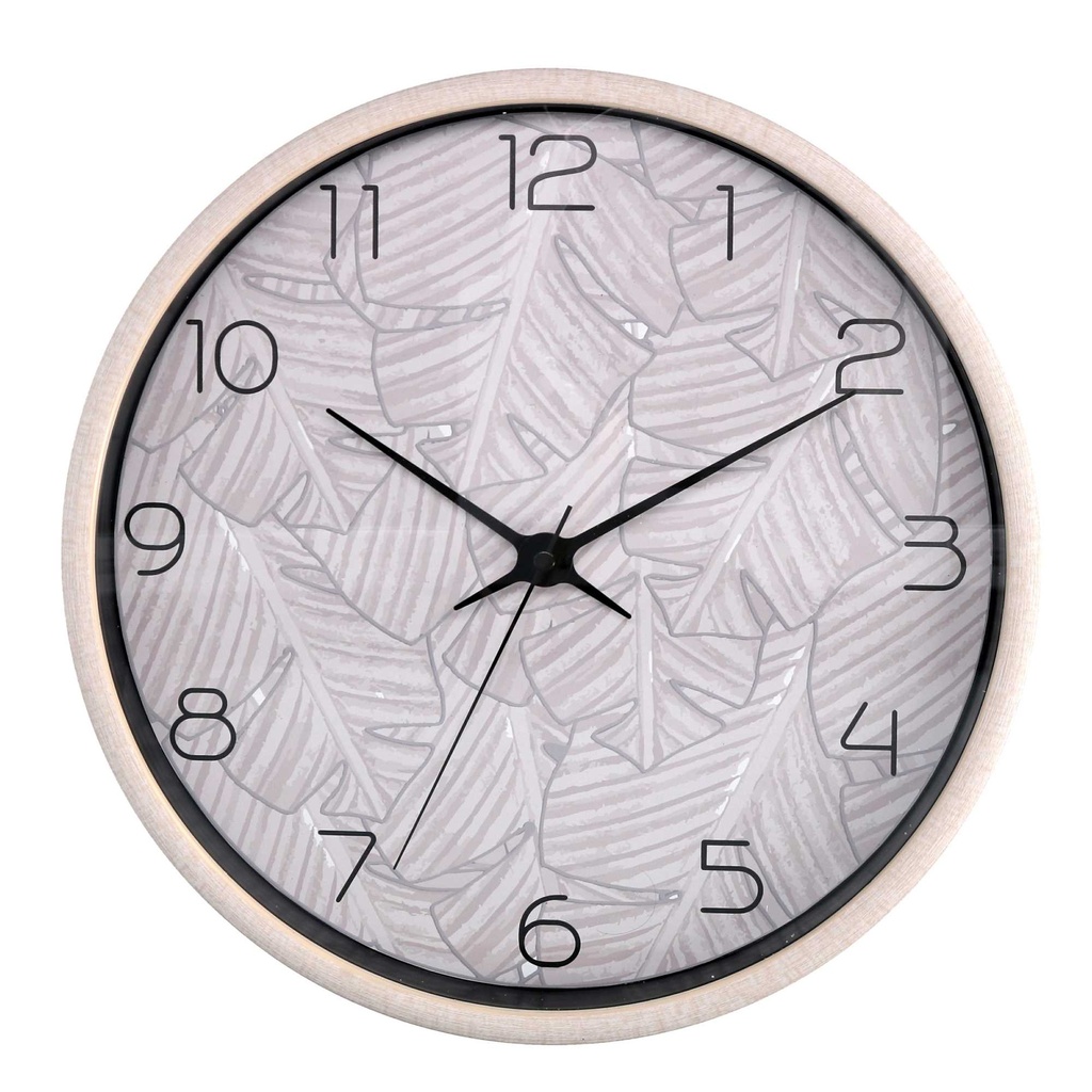 Orologio in Plastica Foglie Beige - Diametro 32 cm, Altezza 4,8 cm