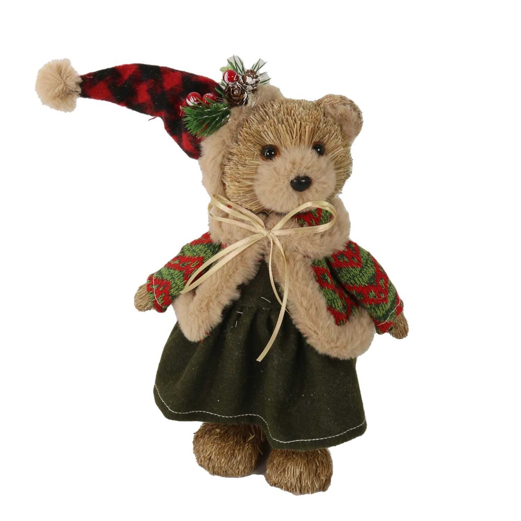 Orso di stoffa verde 17x11x30 cm