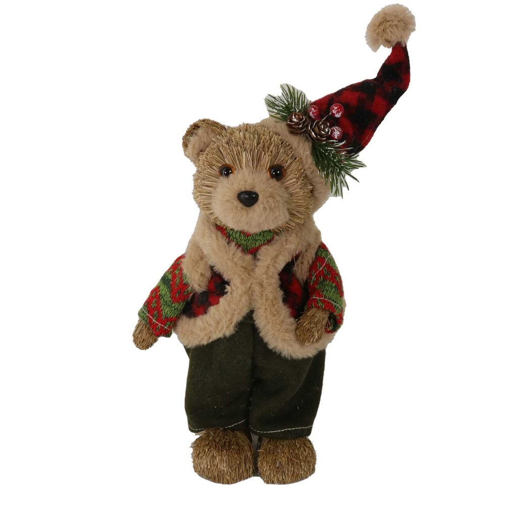 Orso di stoffa verde 17x11h37 cm