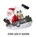 Palla di vetro con musica Babbo Natale slitta in resina LED cm19,5x12,5h18