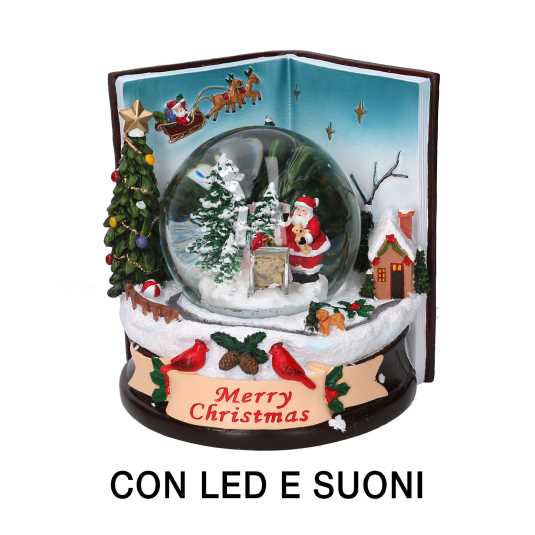 Palla di vetro con luce a LED e musica cm14x14h16,5