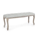 Panca classica in legno velluto grigio Mathilde 110x36x47 cm