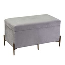 Panca in velluto grigio chiaro 78x40x45 cm