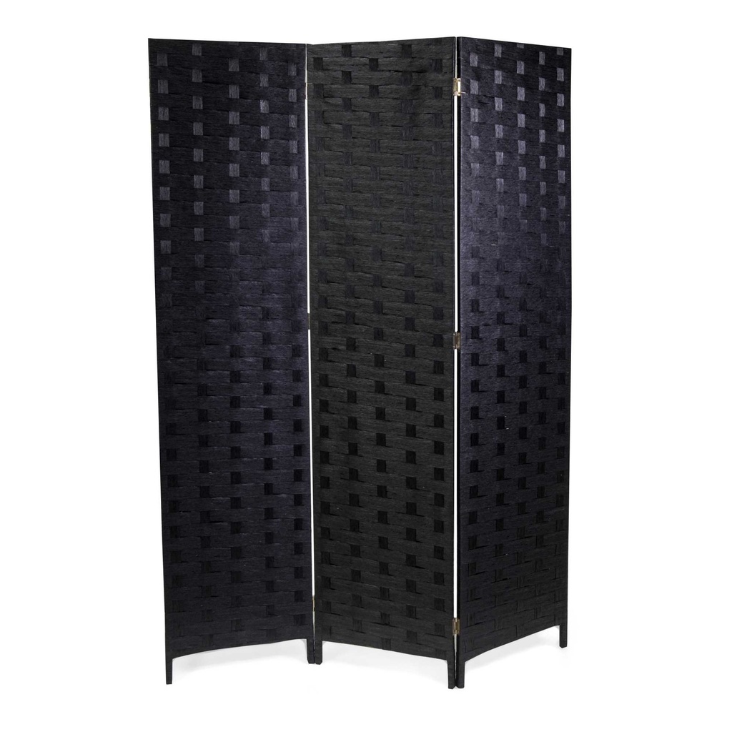 Paravento poliestere 3 ante nero 40x175 cm