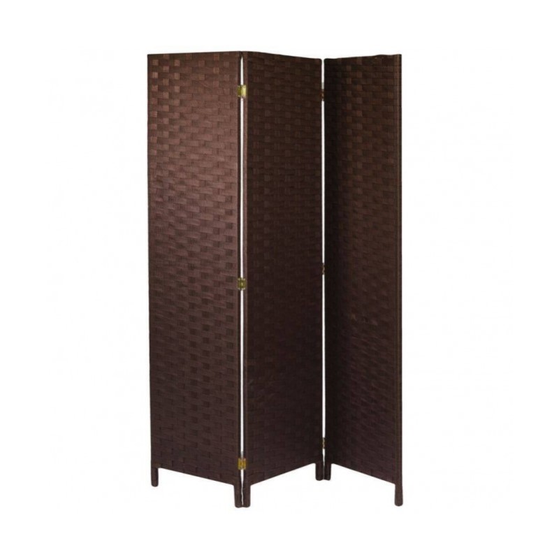 Paravento in poliestere a 3 ante noce 40x175 cm