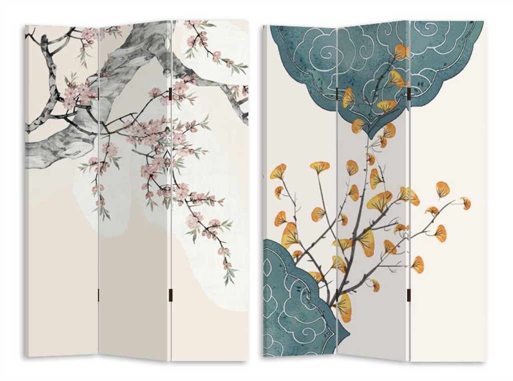 Paravento stampa rami beige 3 ante rettangolare 120,6x2,5xh180