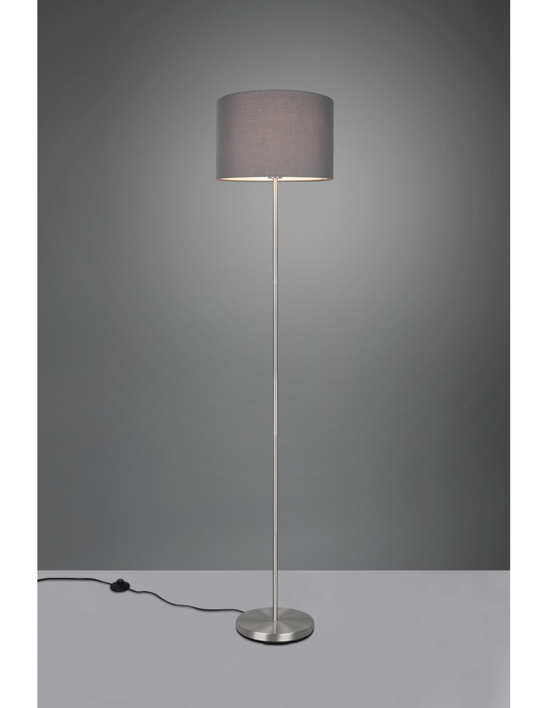 Piantana Nichel Paralume Tessuto Grigio