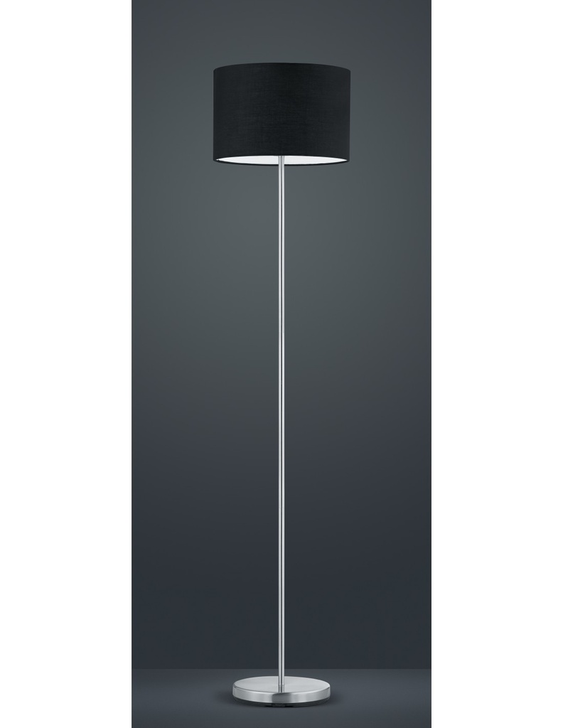 Piantana Hotel Nichel Paralume Tessuto Nero Ø35 cm