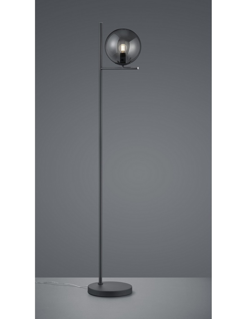Lampada da Terra Sfera Vetro Fumé Antracite H150 cm