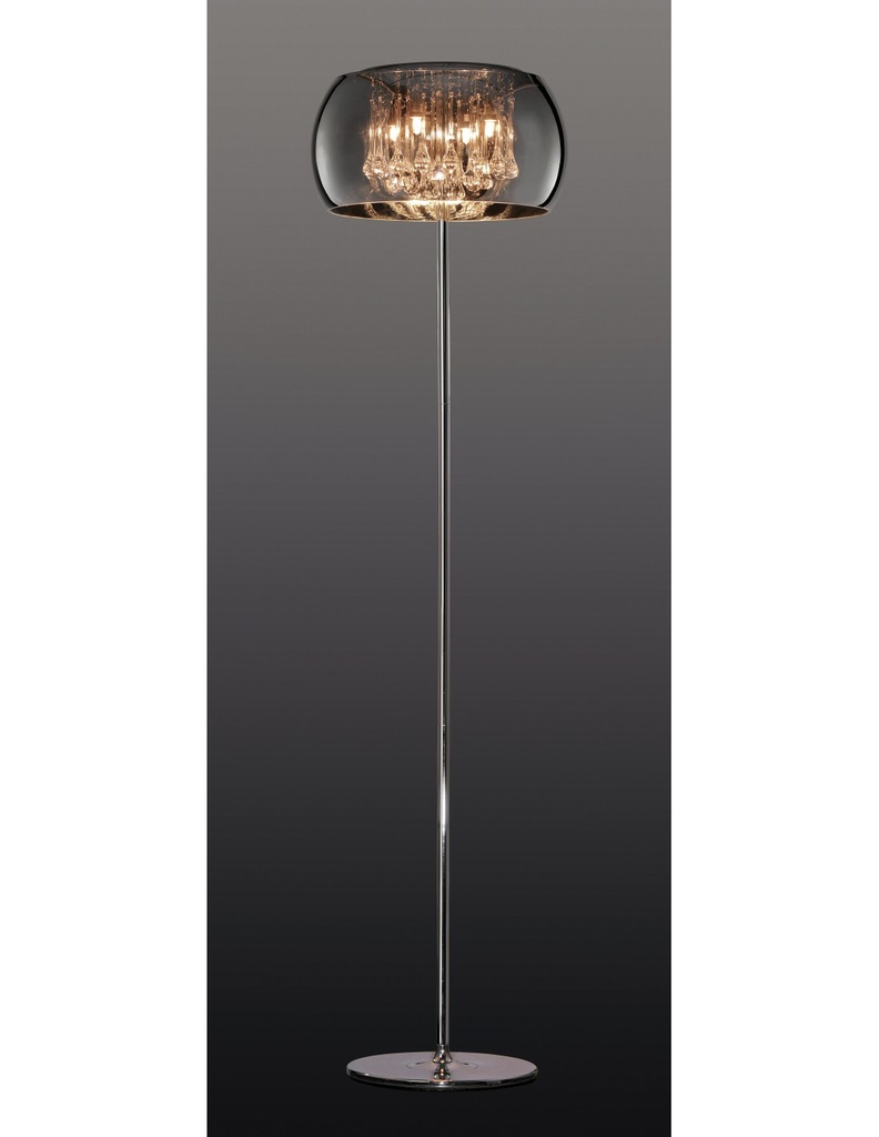 Piantana Vapore Vetro Cromo e Pendenti H158 cm