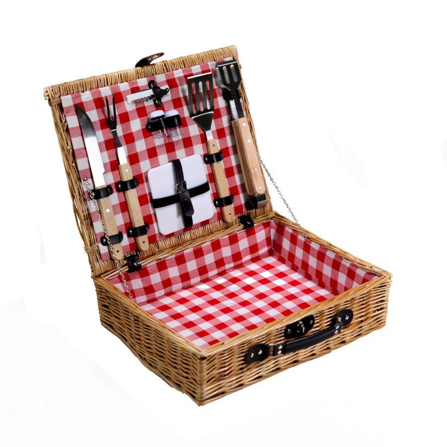 Pic-nic vimini campagna con accessori barbeque 50x40x14 cm