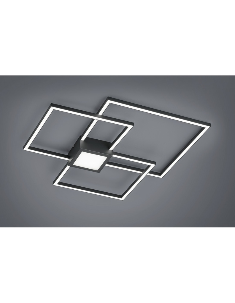 Plafoniera Hydra 3 Quadrati Led 38w Antracite L65 cm Dimmerabile