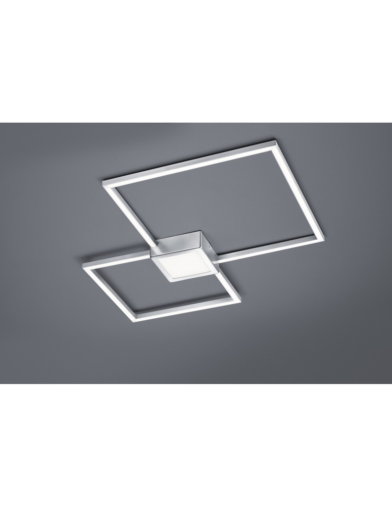 Plafoniera Hydra Doppio Quadrato Led 28w Nichel L65 cm Dimmerabile