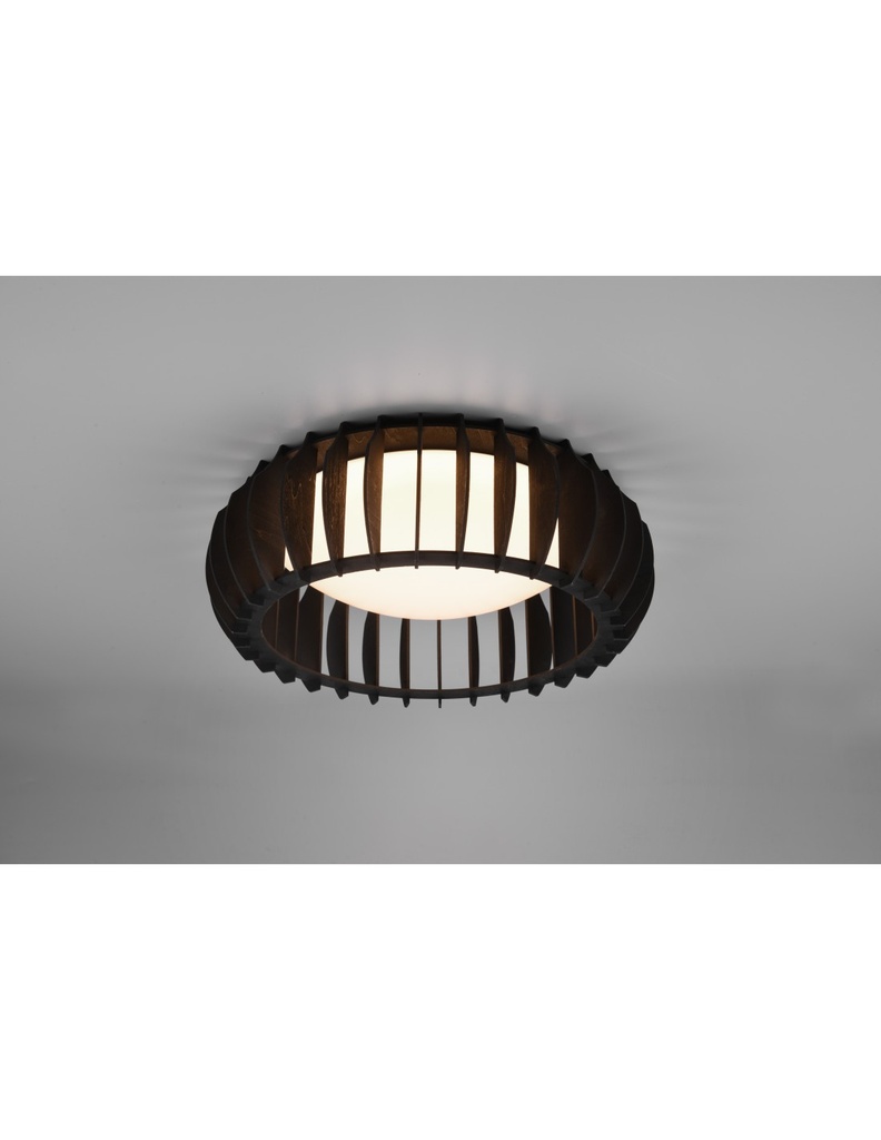 Plafoniera Listelli Legno Nero Led Dimmer Monte Ø40 cm Trio Lighting