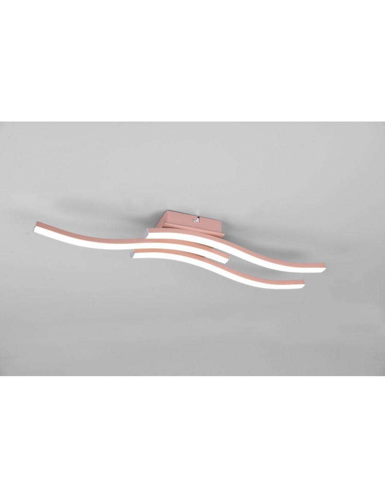 Plafoniera Moderna Oro Rosa 3 Bacchette Led 4000k