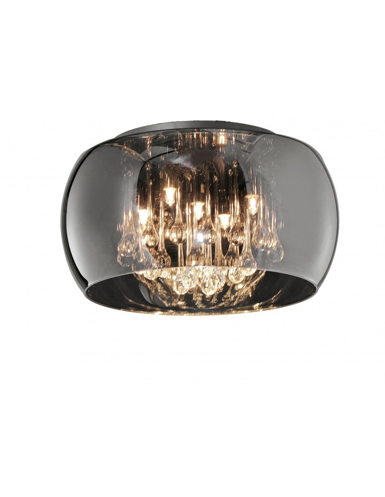 Plafoniera Vetro Cromo con Pendenti Ø40 cm