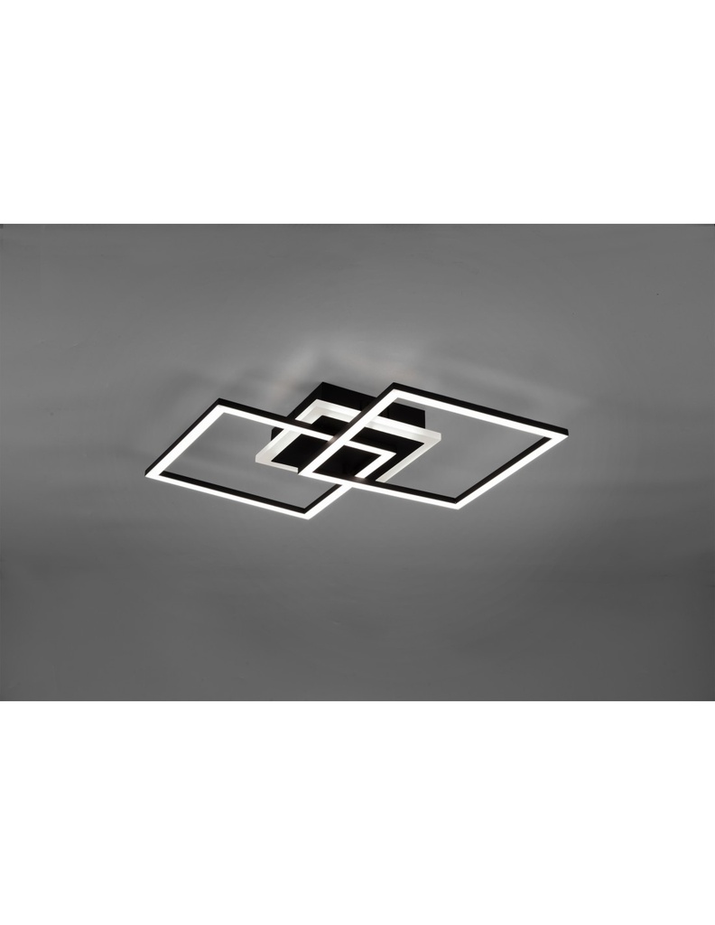 Plafoniera Doppio Quadrato Nero Led 25w Dimmerabile L57 cm