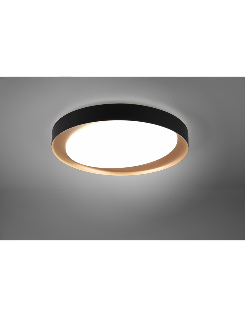 Plafoniera LED Dimmerabile Ø48 cm Nero e Oro