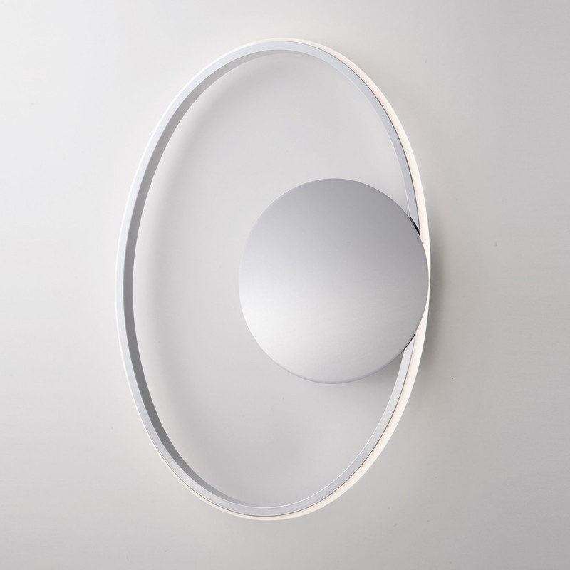 Plafoniera in metallo e alluminio Cromo Lucido con LED integrato 42x30x h8 cm