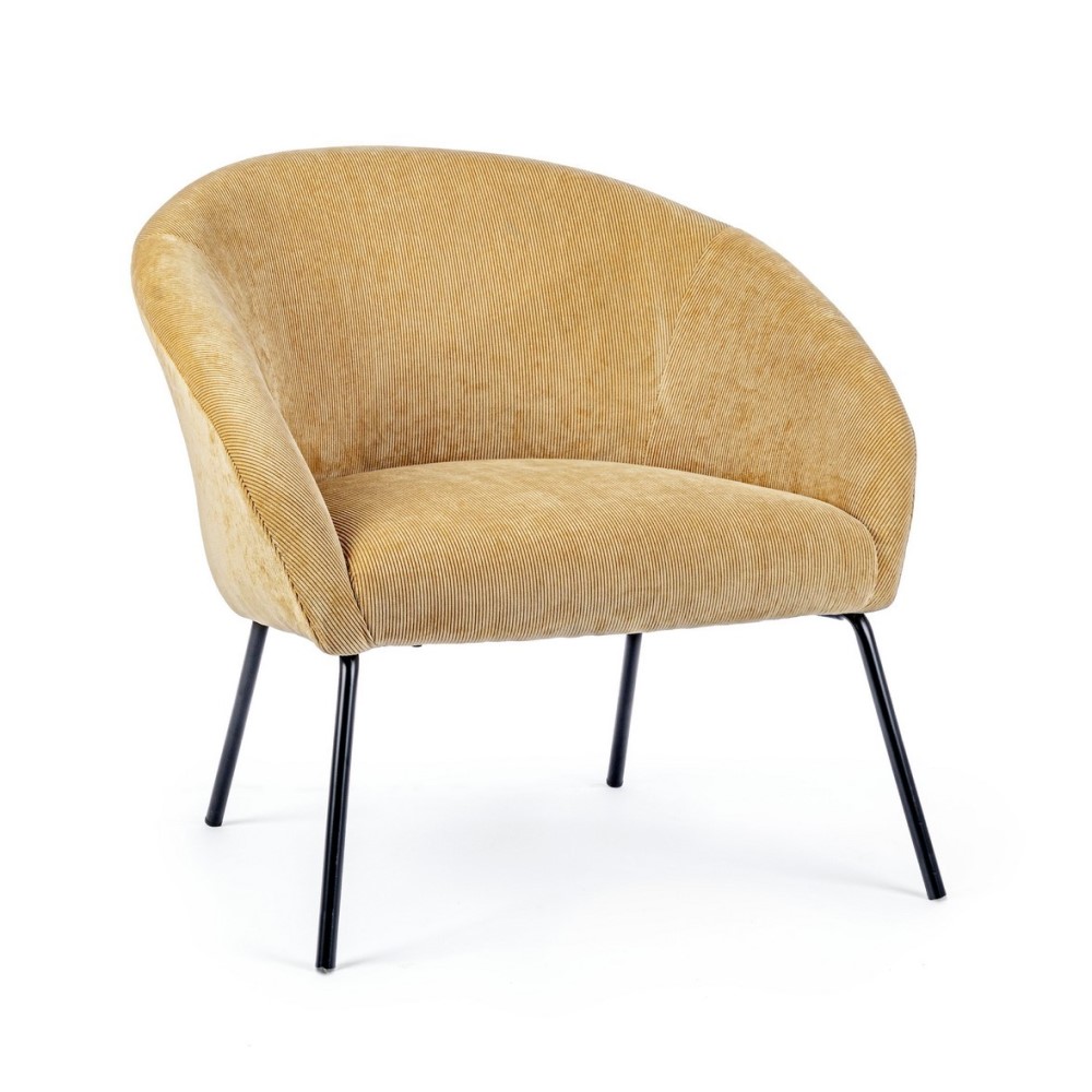 Poltrona giallo in velluto design - Misure: 80x76x75 cm