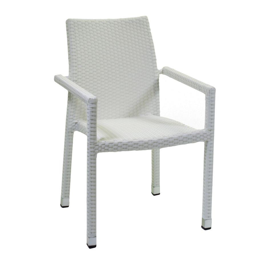 Poltrona da giardino in polyrattan bianco ghiaccio quadro cm60