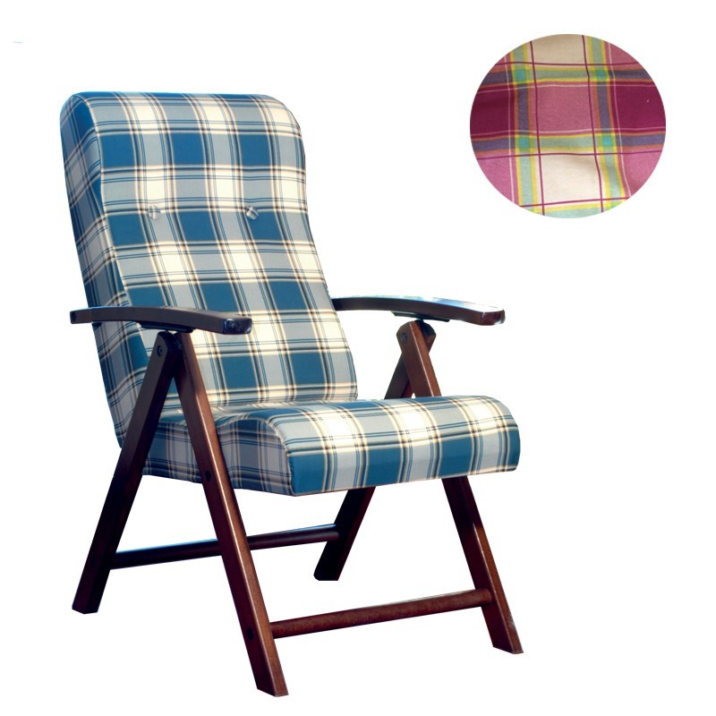 Poltrona regolabile 4 posizioni legno e tessuto a scacchi bordeaux 65x70xh.87 cm