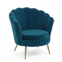 Poltrona Vintage Retro in Velluto Blu Pavone 80x76x84 cm