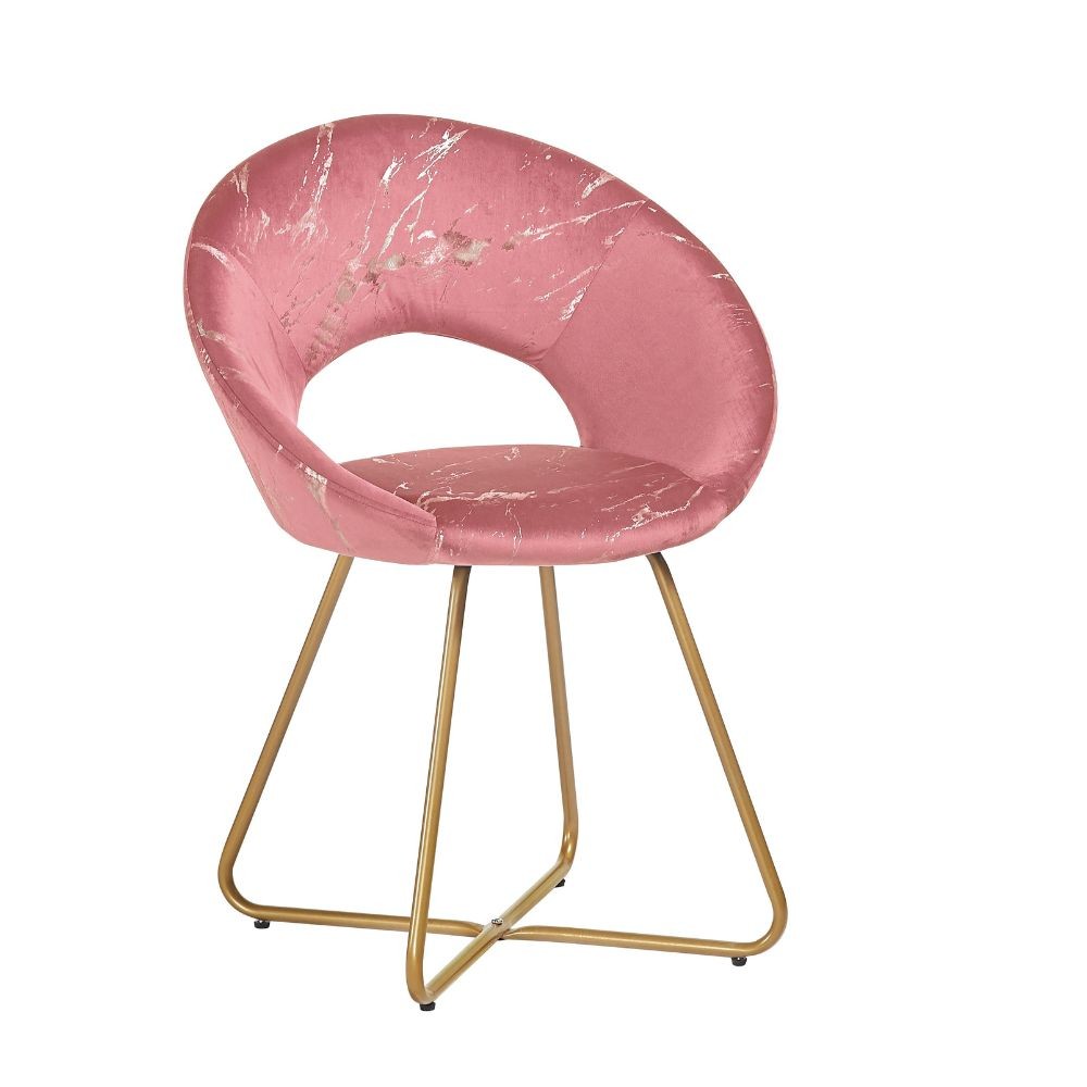 Poltroncina Etere in velluto rosa con gambe in metallo dorato 65 x 60 x 82 cm