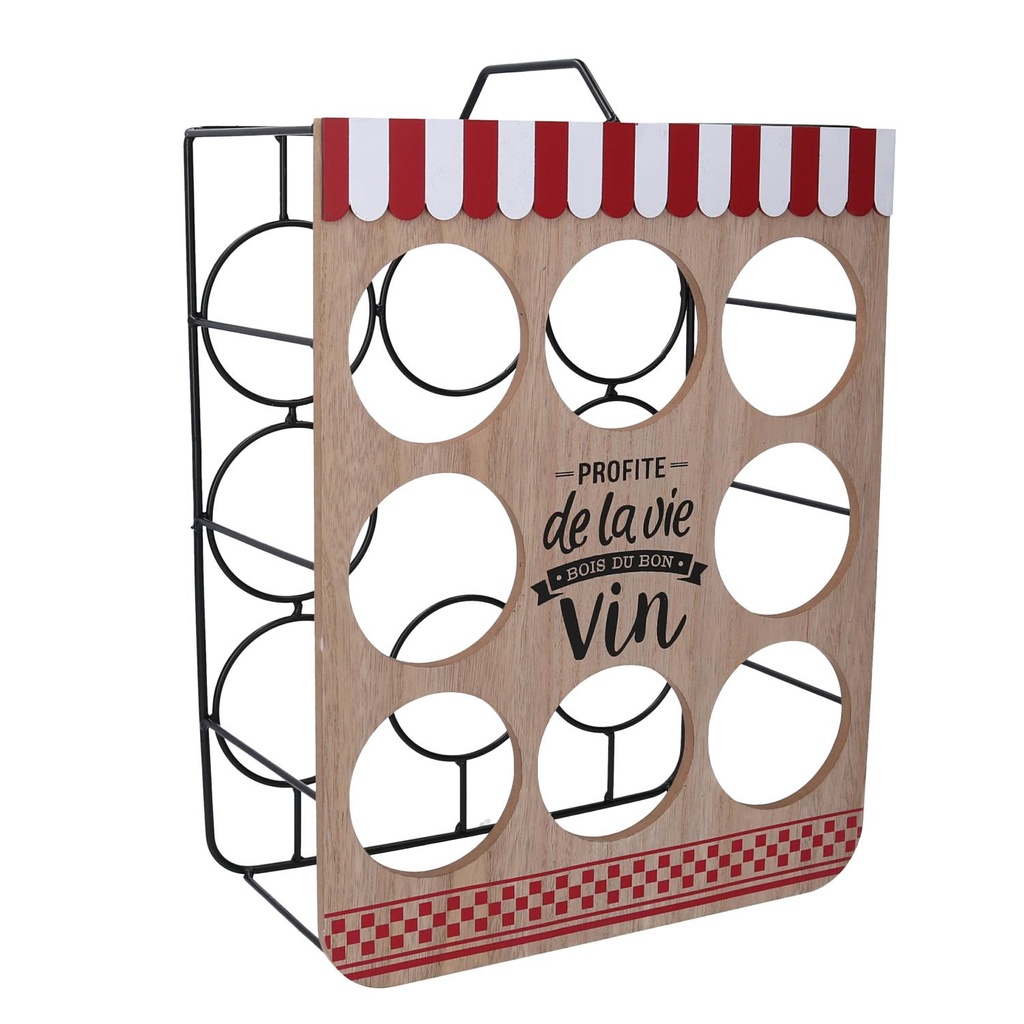 Portabottiglie in legno per 8 bottiglie, stile bistrot, dimensioni 30x16x41 cm