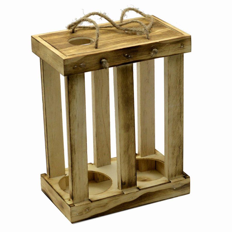 Portabottiglie vino legno rustico 20,3x11,8x25,6 cm
