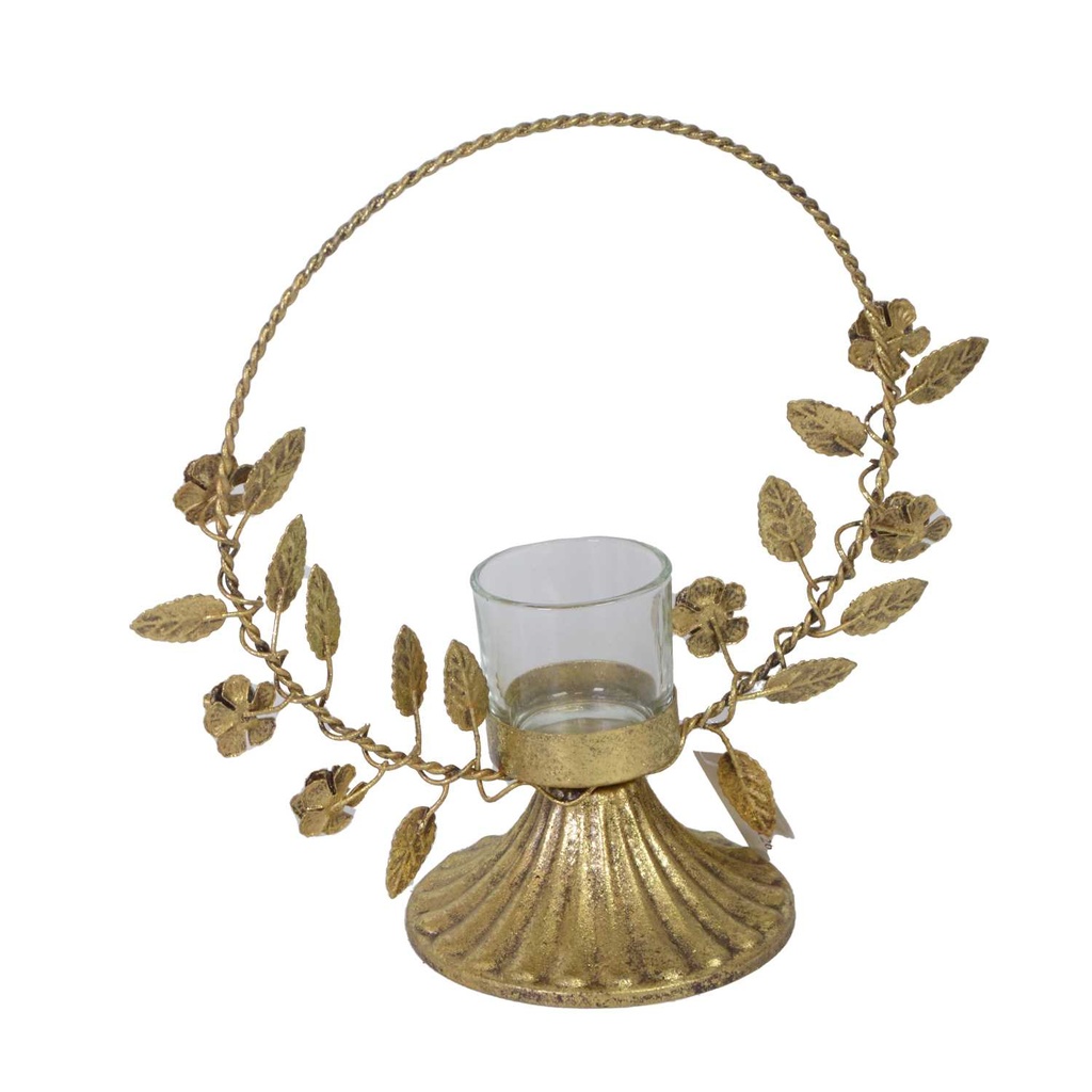 Portacandele in metallo color oro rosa 23x10x23 cm