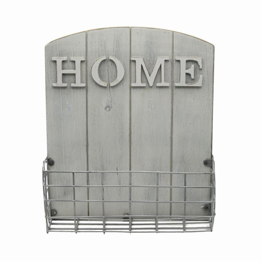 Portalettere in legno bianco 25,5x9x30,5 cm