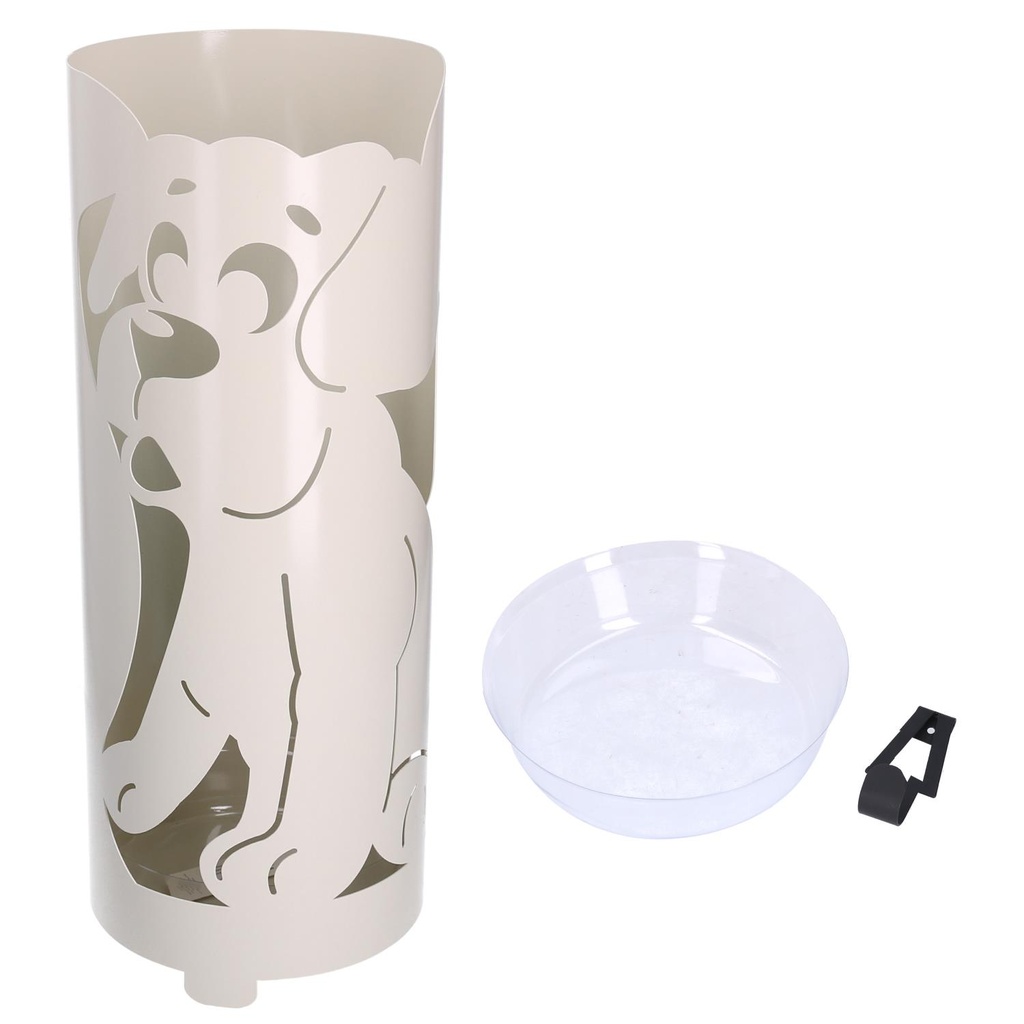 Portaombrelli metallo crema cane tondo 19x49 cm