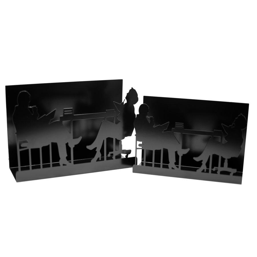 Portariviste in metallo sagome 1-2 nero 35x12x24 cm