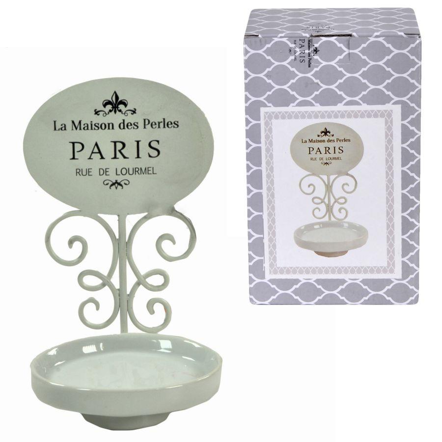 Portasapone Metallo Ceramica Paris Bianco 14x10x21,5 cm