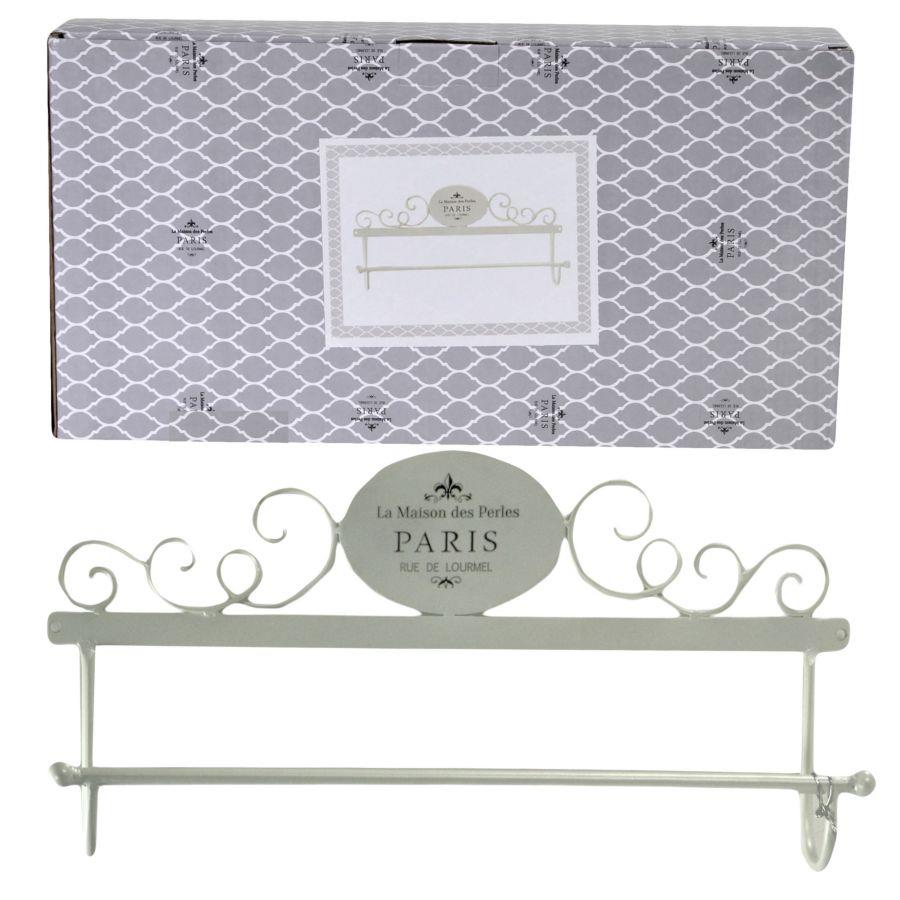 Portasciugamani a muro decorativo ovale bianco - 48x8x24,50 cm