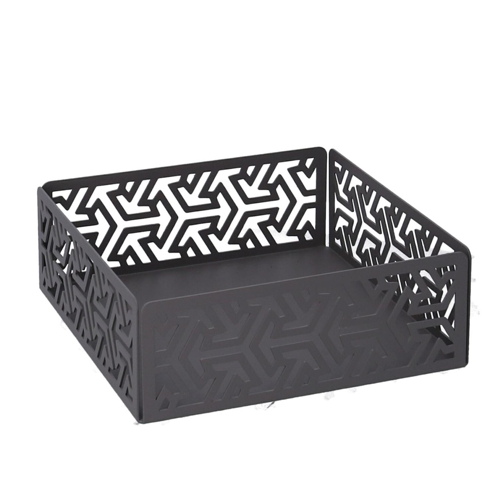 Portatovaglioli metallo frecce grigio scuro quadrato 16,5x16,5x6 cm