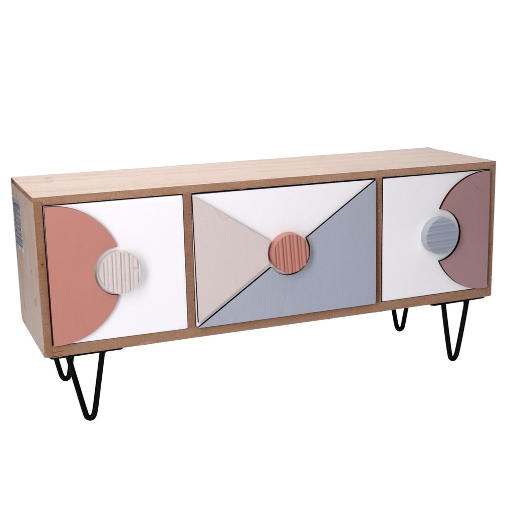 Organizzatore in legno con 3 cassetti multicolor 37,5x11,5x17 cm