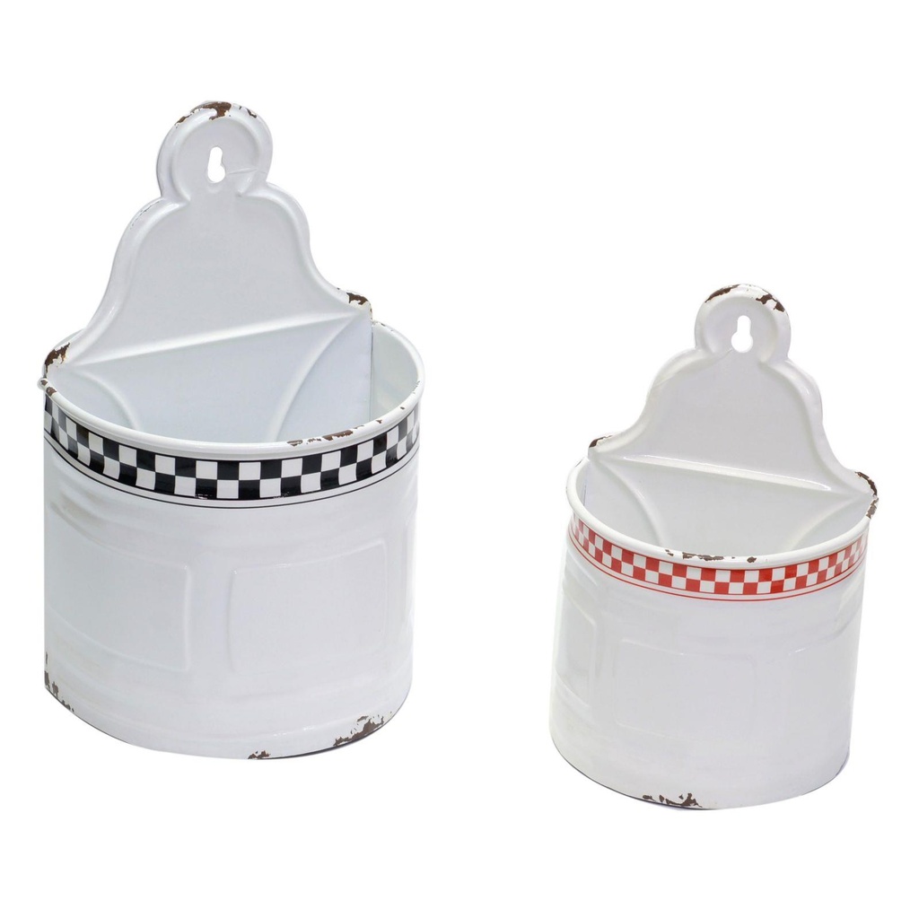 Portatutto metallo bianco rosso nero cm19x12,5h17-30,5