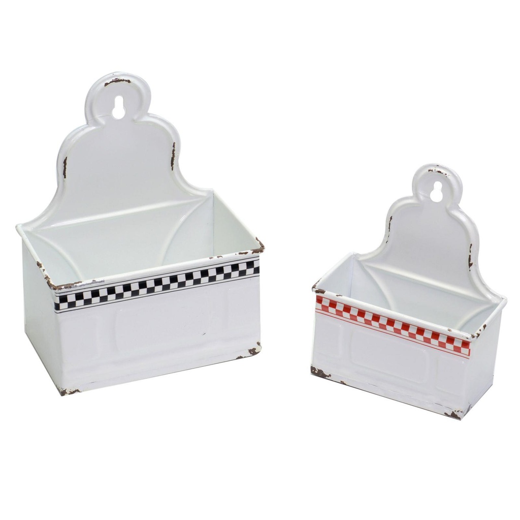 Portatutto metallo bianco rosso nero 19x12h24 cm